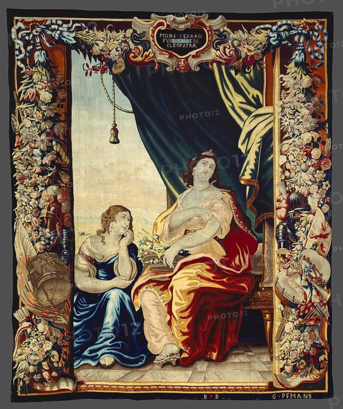 Caesar's Death Leaves Cleopatra in Mourning, painting by Justus van Egmont, Historic, digitally restored reproduction from an original of the period