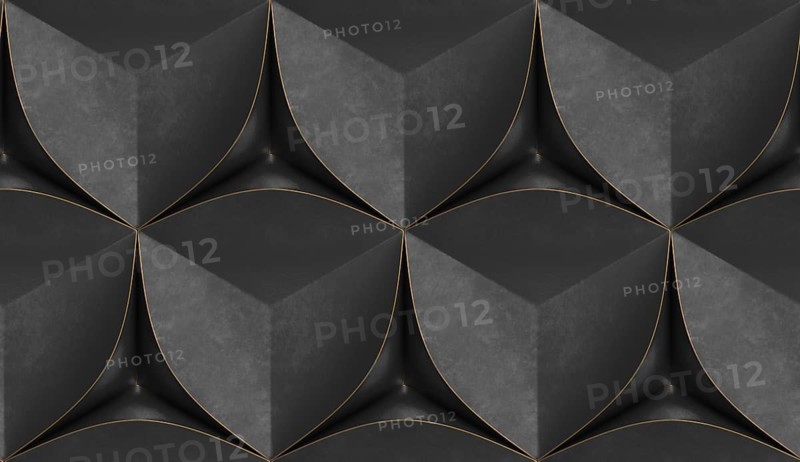 Bold and modern 3D geometric illustration with dark cubic shapes accented by golden edges, creating a luxurious and dramatic visual texture