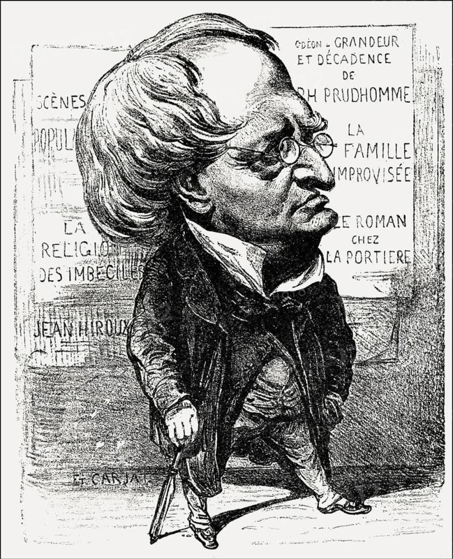 Henry-Bonaventure Monnier, 1799-1877, French playwright, caricaturist and actor, caricature by Étienne Carjat