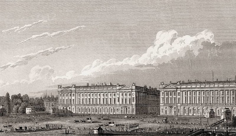 Seine, river, Square Louis-XVI, Paris, antique steel engraved print, 1831