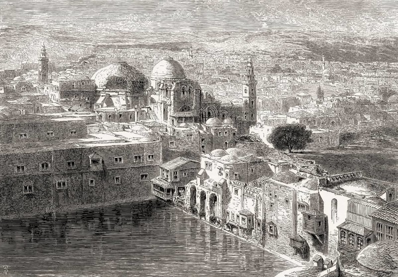 The Church of the Holy Sepulchre, Hezekiah's Pool, Old City of Jerusalem, 19th century