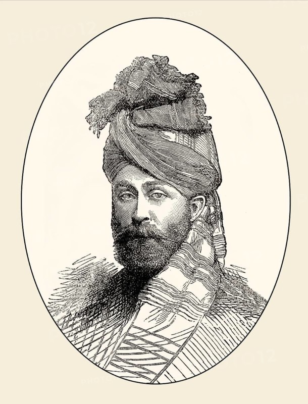 Major Wigram Battye, Queen's Own Corps of Guides, killed at the Battle of Futtehabad on 2nd April 1879 in the Second Afghan War, From British Battles on Land and Sea, by James Grant
