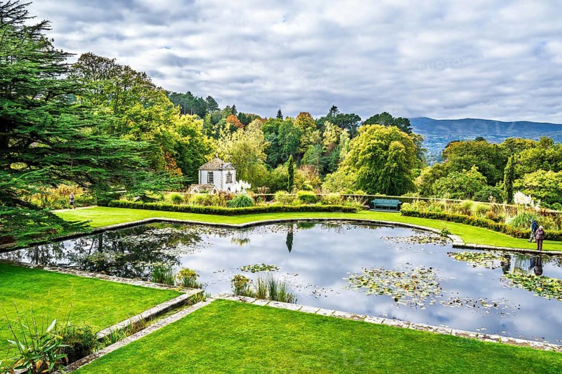 Autumn Colours over Bodnant House and Garden, Conwy River, Colwyn Bay, Conwy, Wales, UK