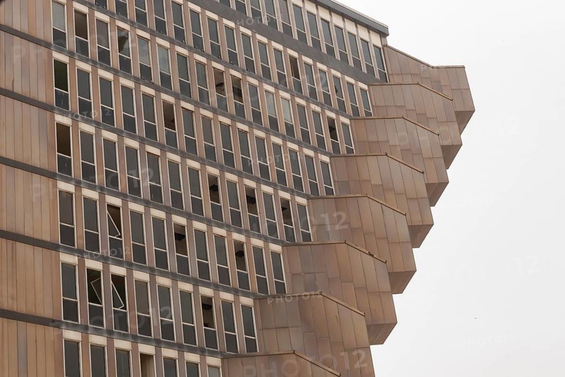 Tunis, Tunisia. 16th May 2024 The 1970s Brutalist style architecture of the Hotel du Lac, with unique inverted pyramid shape and cantilevered stairs stands awaiting its fate in Tunis, Tunisia