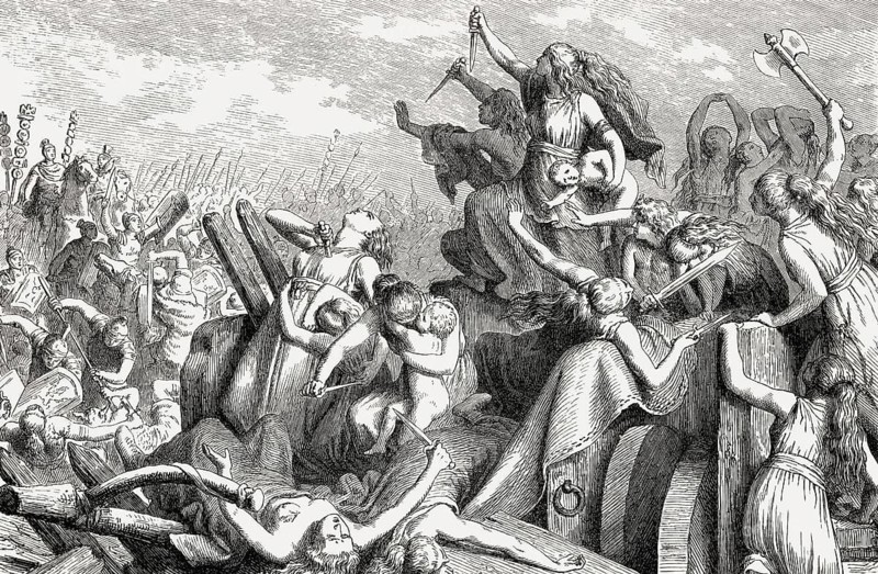 Teutonic women are desperately fighting
