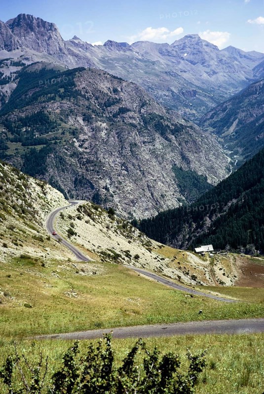 Mountain landscape at Col d'Allos 2250m Alpine pass, Alpes-de-Haute-Provence, France 1974
