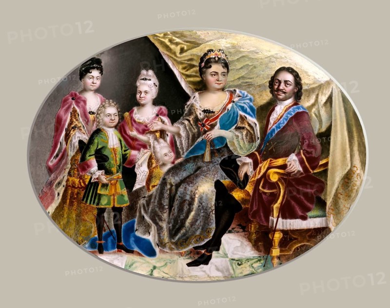 Portrait Medallion of Peter the Great and family, by Grigorii Semenovich Musikiiskii, c. 1720, digitally optimized