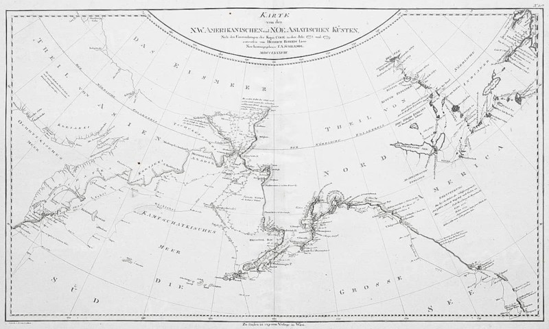 Map of the Northwest American and Northeast Asian coasts according to Captain Cook's investigations in 1778 and 1779, by Franz Anton Schrämbl or Schrämbl