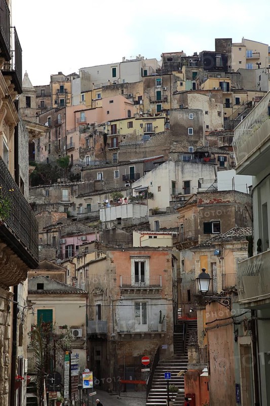 City of Ragusa, houses in the district of Ragusa Superiore, Sicily, Italy