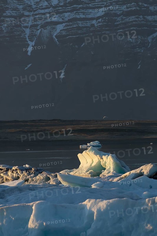 Icebergs on the Joekulsarlon glacial lake or lagoon