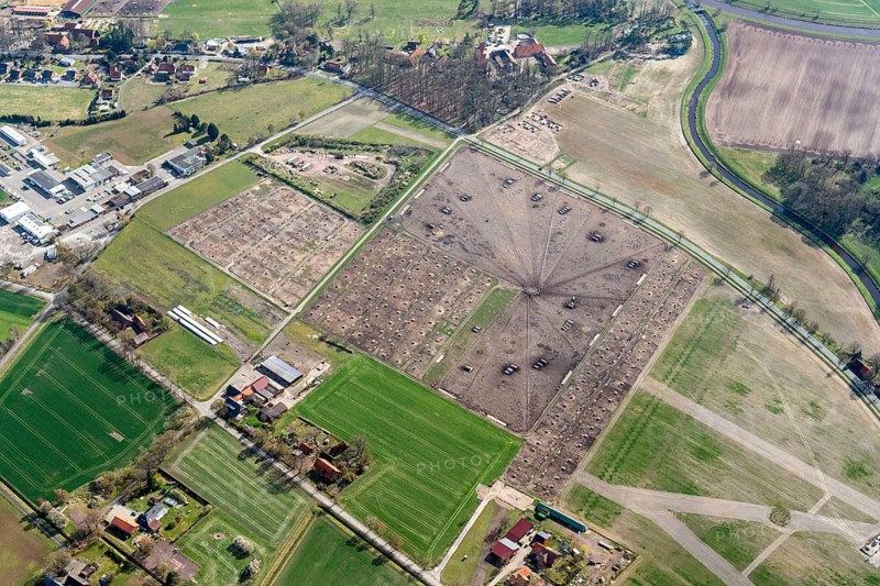 Free range, pig, agriculture, aerial view, Lower Saxony, Germany, landscape, nature, field, farming, rural