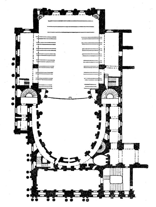 Ground plan of the Royal Opera of Versailles, France, 1860s