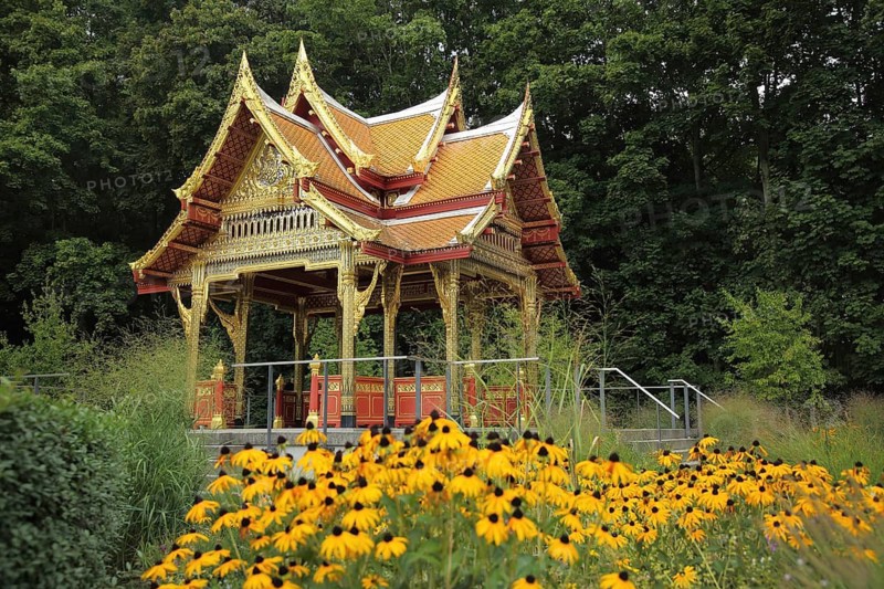 Siamese temple Sala-Thai II, Bad Homburg, spa garden, Hesse, Germany