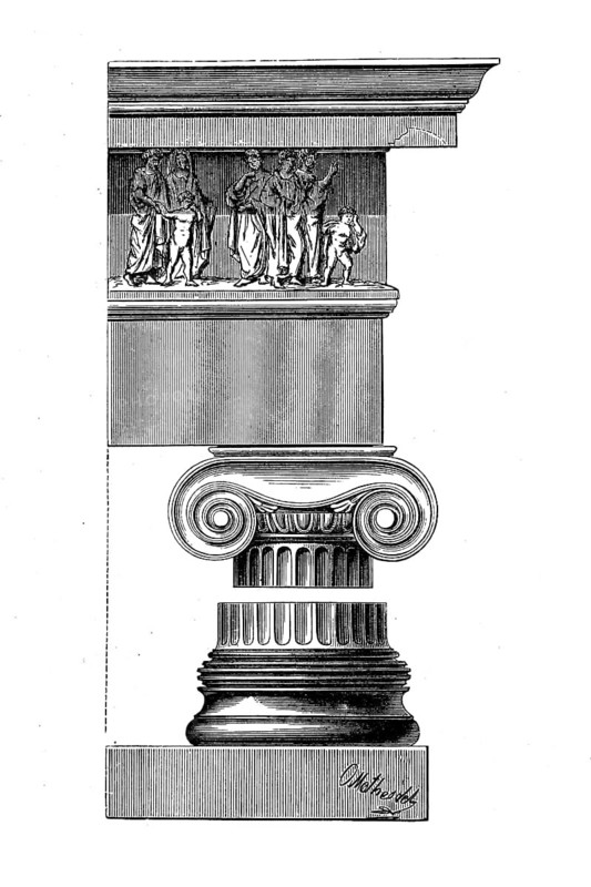 Architecture, Ionic Column, here at the temple in Athens, Greece, in 1880, Historical, digital reproduction of an original from the 19th century