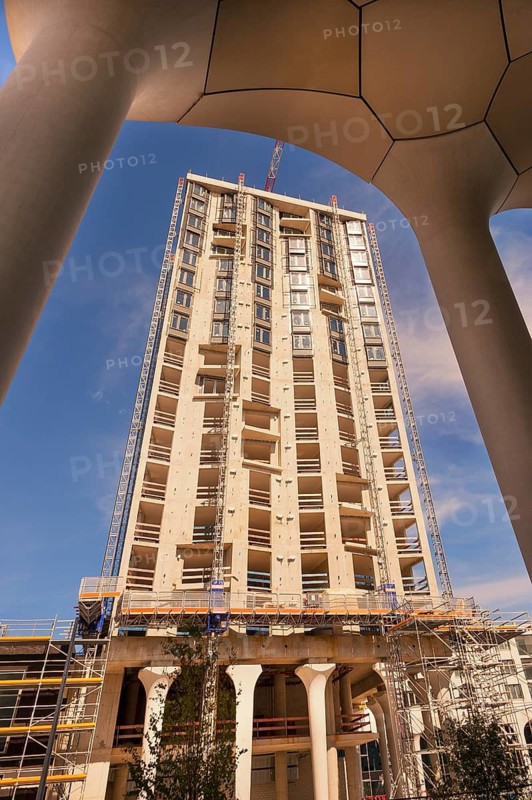 New development area Freiham, Munich West, new district, 350 hectares, construction sites, new buildings, Munich, Bavaria