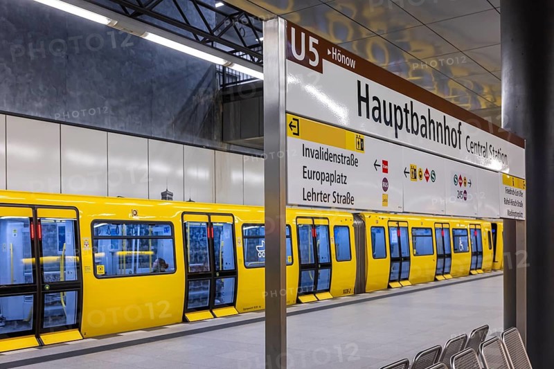 Central railway station subway station on line U5 with subway. Berlin, Germany