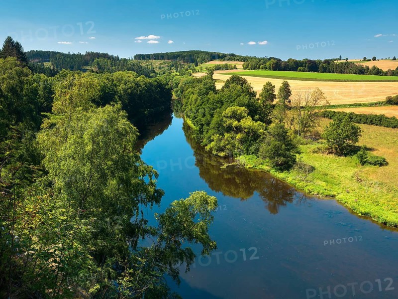 View of the river Saale in the Saale valley near Hirschberg, Thuringia, Germany