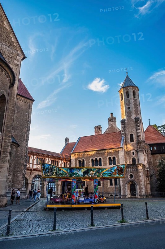 Children's carousel in front of Dankwarderode Castle, Brunswick, Lower Saxony, Germany