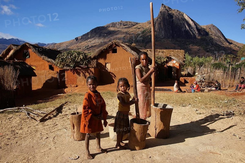 Africa, Madagascar, landscape near Tsaranoro, Bethsileo village, Tsaranoro, Madagascar