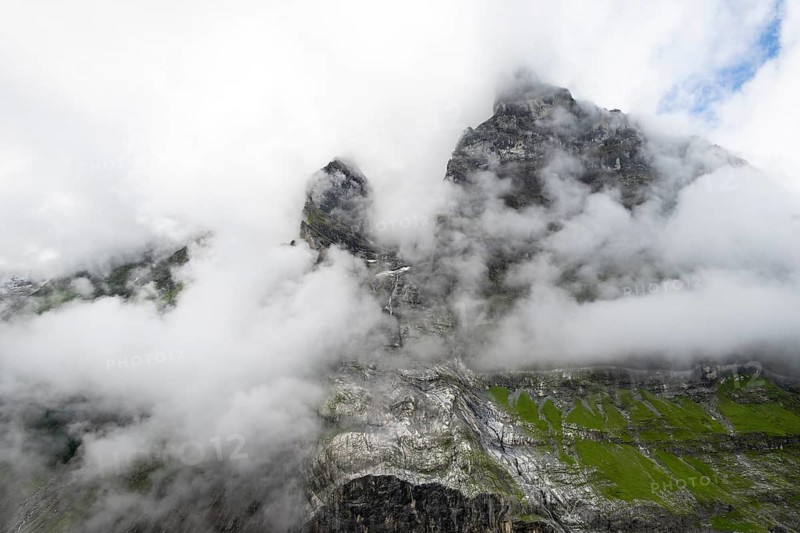 Cloudy mountain peaks, Bernese Alps, Bernese Oberland, Switzerland