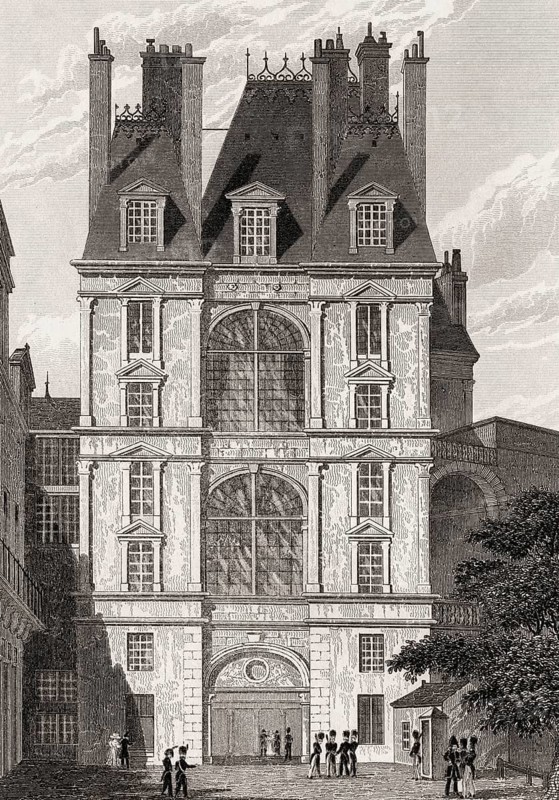 The Porte Dorée, Château de Fontainebleau, near Paris, antique steel engraved print, 1831