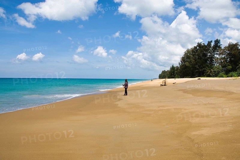 Mai Khao Beach in the north of the Thai holiday island Phuket, Thailand, Siam, Asia, Southeast Asia, beach, sandy beach, island, holiday paradise, blue sky