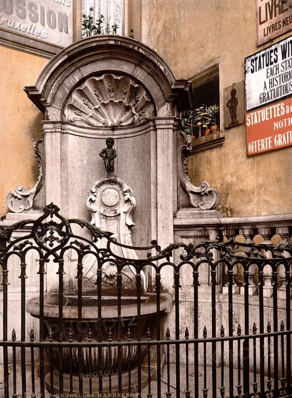 The Manneken Pis, Brussels, Belgium, ca 1895, Historical, digitally restored reproduction from a 19th century original, Record date not stated