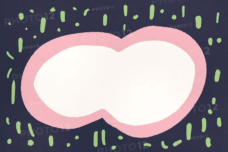 Vibrant abstract illustration featuring playful shapes and colors including blue backgrounds, pink borders, and green dots, creating a lively visual experience
