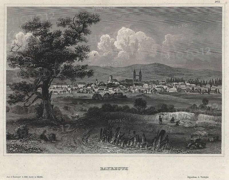 View of the city of Bayreuth, around 1850, Upper Franconia, Bavaria, Germany, reproduction from a model from that time, historical, digitally enhanced