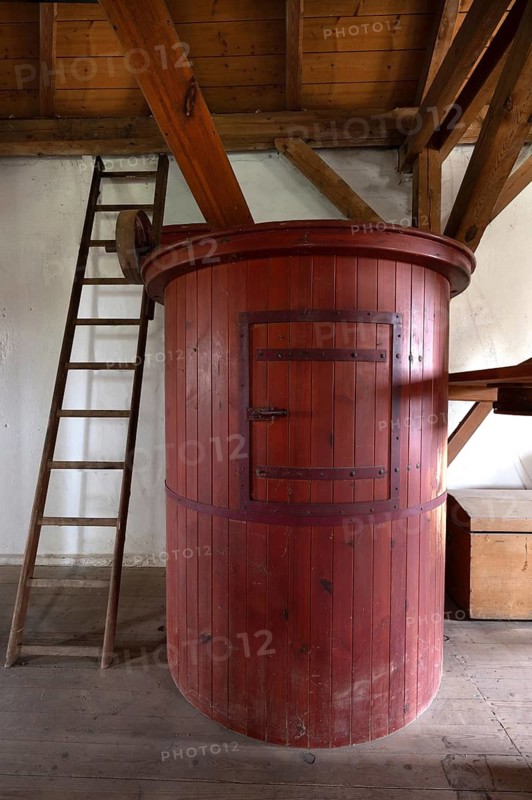 Flour silo with screw conveyor, former grain mill, Middle Franconia, Bavaria, Germany