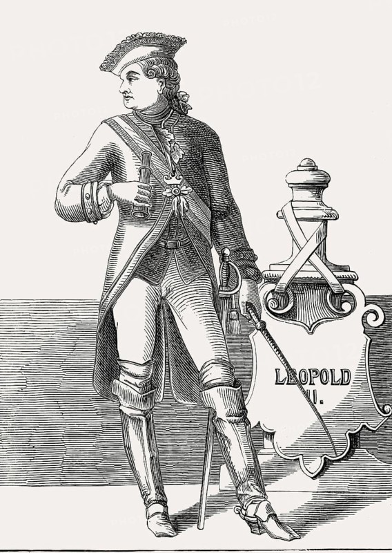 Leopold II, 1747, 1792, born Peter Leopold Joseph Anton Joachim Pius Gotthard, Holy Roman Emperor and King of Hungary and Bohemia