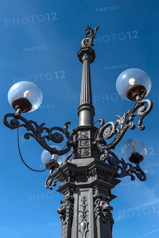 Four-armed historical lantern, Genoa, Italy