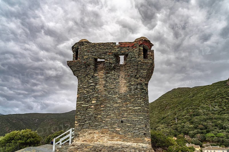 The Tour de Nonza tower in Nonza, Cap Corse, Corsica, France