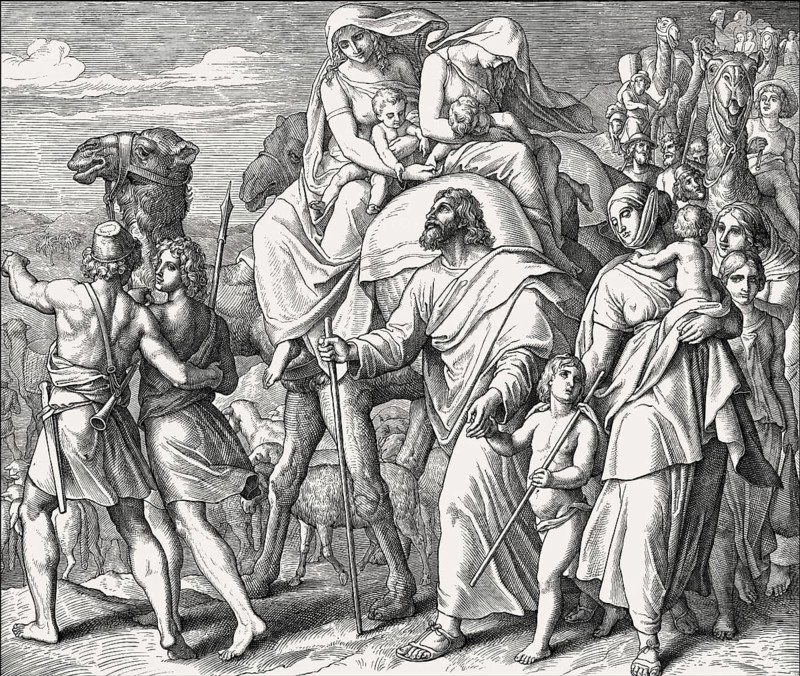 Jacob Flees Laban, Old Testament, by Julius Schnorr von Carolsfeld, 1860