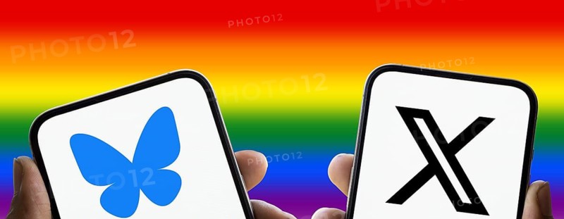 Bluesky and X (twitter) logo is displayed on smartphone.