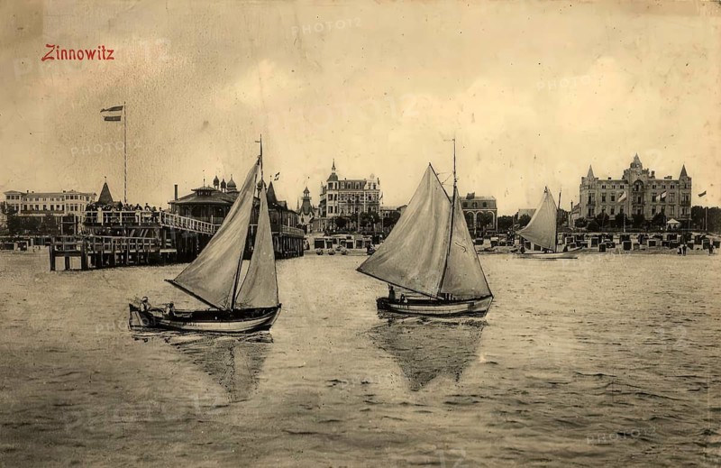 Historical postcard, picture postcard, Baltic resort Zinnowitz on Usedom, Mecklenburg-Vorpommern, Germany, digitally enhanced reproduction of an original from around 1900, picture postcard