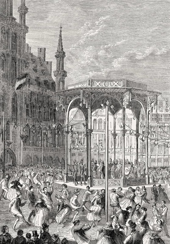 Festival in Brussels, Grand Place, Brussels, Belgium, 1857