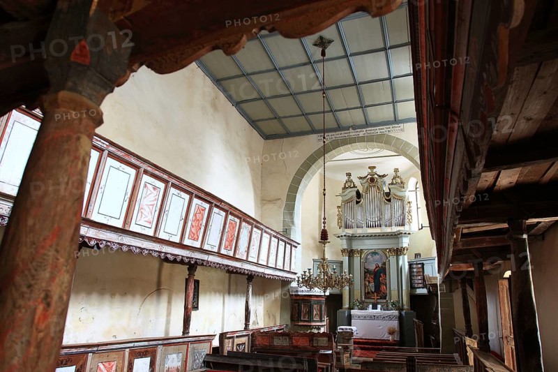 Romania, chancel of the Romanesque hall church of the fortified church of Viscri, German German Weisskirch a town in the district of Brasov, Transylvania, UNESCO World Heritage Site