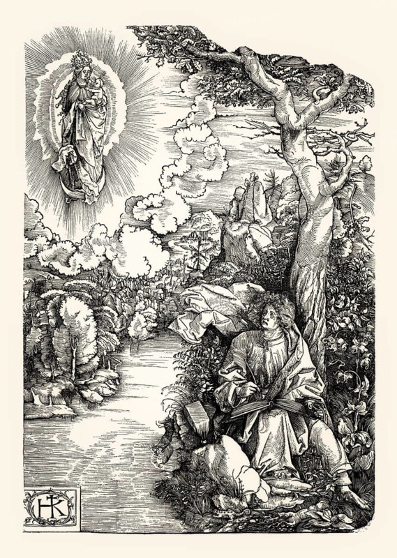 Vision of John on Patmos, Book of Revelation, by Hans von Kulmbach, 1516, facsimile of the 19th century