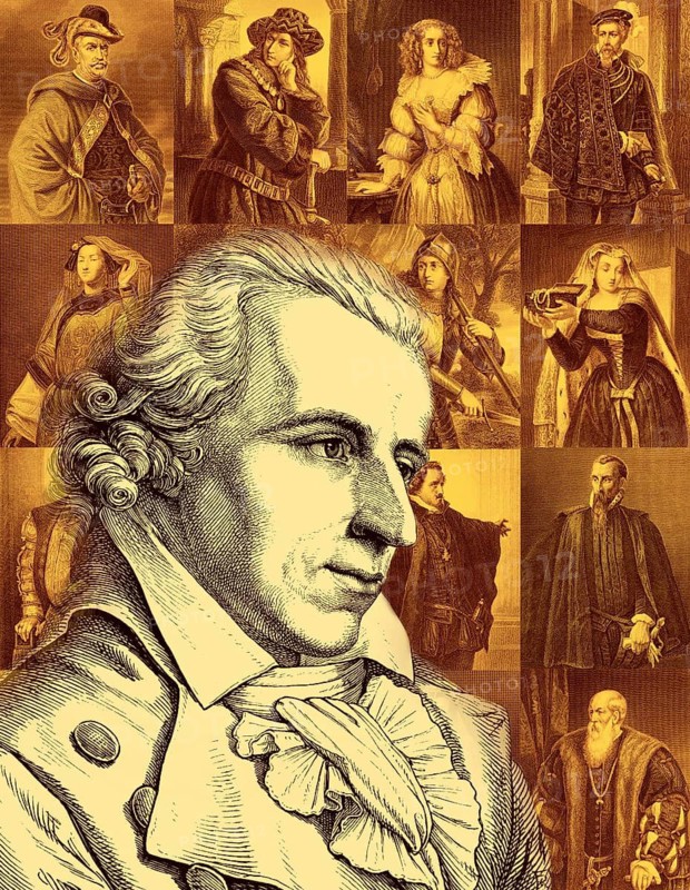 Portrait and characters from the works by Friedrich Schiller, 1759 - 1805