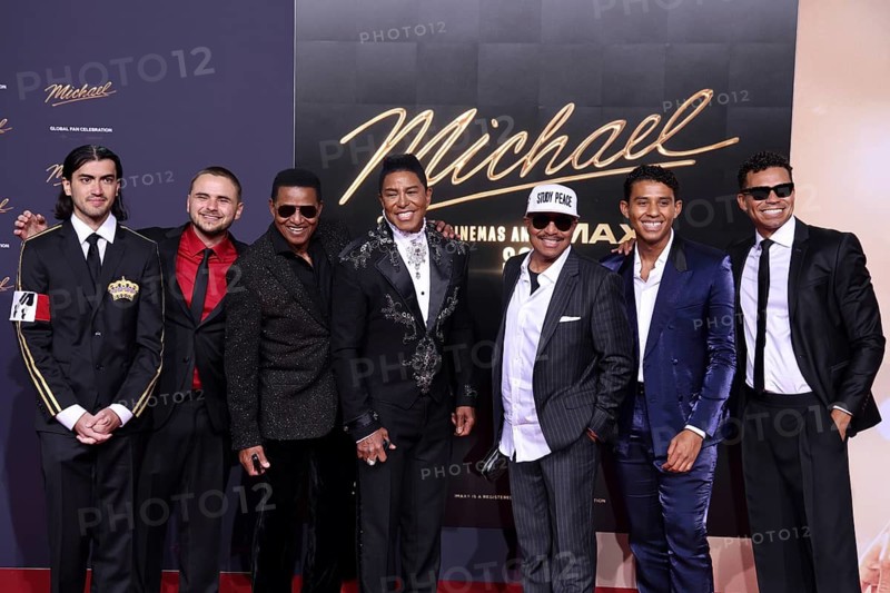 Bigi Jackson, Prince Jackson, Jackie Jackson, Jermaine Jackson, Guest, Marlon Jackson, Jermajesty Jackson - International Premiere of MICHAEL, Uber Platz, Berlin, 10.4.26