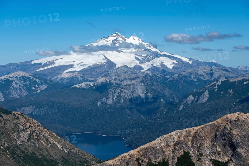 The summit of Cerro Tronador with its glaciers in the Nahuel Huapi National Park in the Andes, Bariloche, Patagonia, Argentina