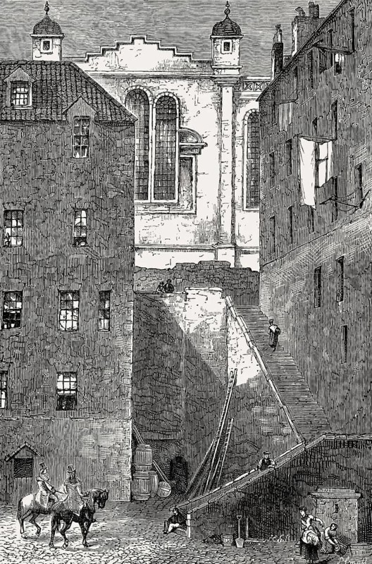 The Parliament stairs, Edinburgh, Scotland, 19th century