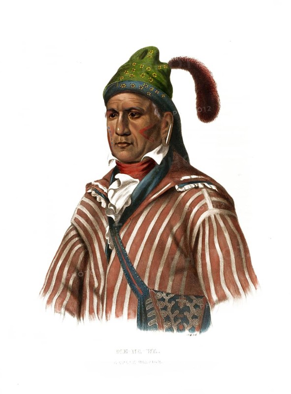 American Indian, Native American, Me-Na-Wa, a Creek warrior, United States of America, USA, Painting by Charles Bird King (1785, 1862, c. 1840, Historical, Digitally restored reproduction from a 19th century original, Record date not stated