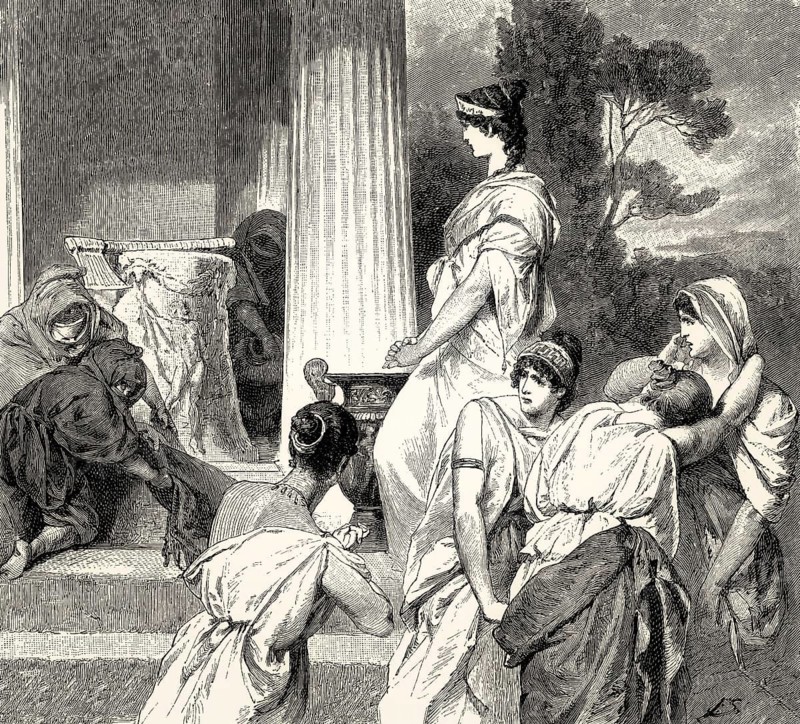 Helen at the palace of Menelaus in Sparta, third act, Faust II, Johann Wolfgang von Goethe