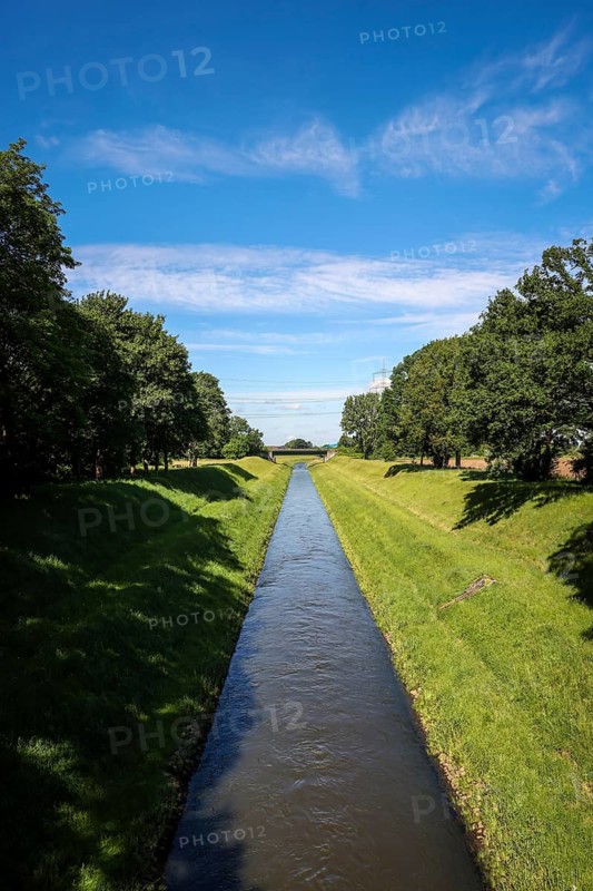 Dinslaken, North Rhine-Westphalia, Germany, The Emscher has been completely wastewater-free since January 2022 following the construction of a parallel sewer. The river was previously an open, above-ground wastewater sewer, combined sewer with surface water and wastewater