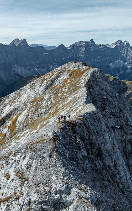 Aerial view, Alpine panorama of the Gamsjoch group, Eng valley, Karvendel, Tyrol, Austria