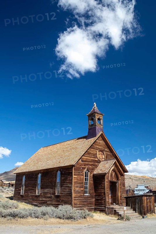 Bodie, California - The Methodist Church at Bodie State Historic Park. The park preserves the remains of a gold mining town that once had a population of 8, 500 people