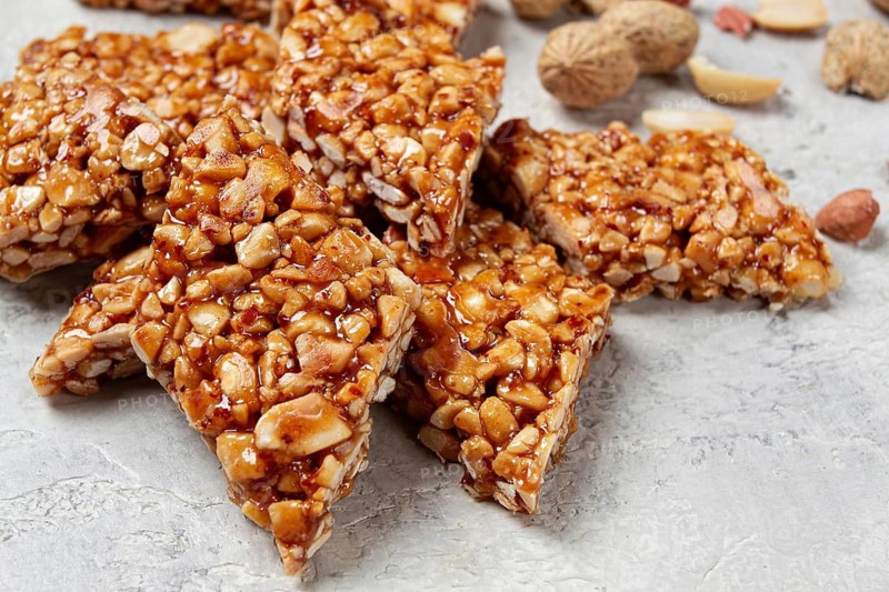 Kozinaki with peanuts, dessert, gozinaki, traditional Georgian cuisine, no people