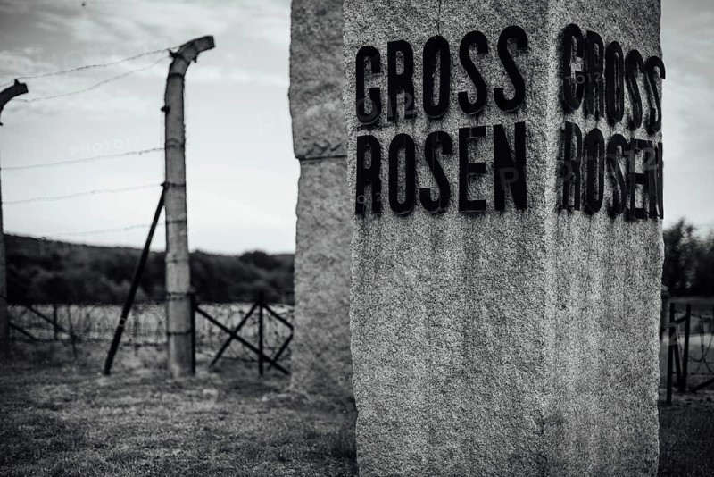 ROGOZNICA, POLAND - JULY 31, 2020. The inscription on the monument in the German Nazi concentration camp Gross-Rosen